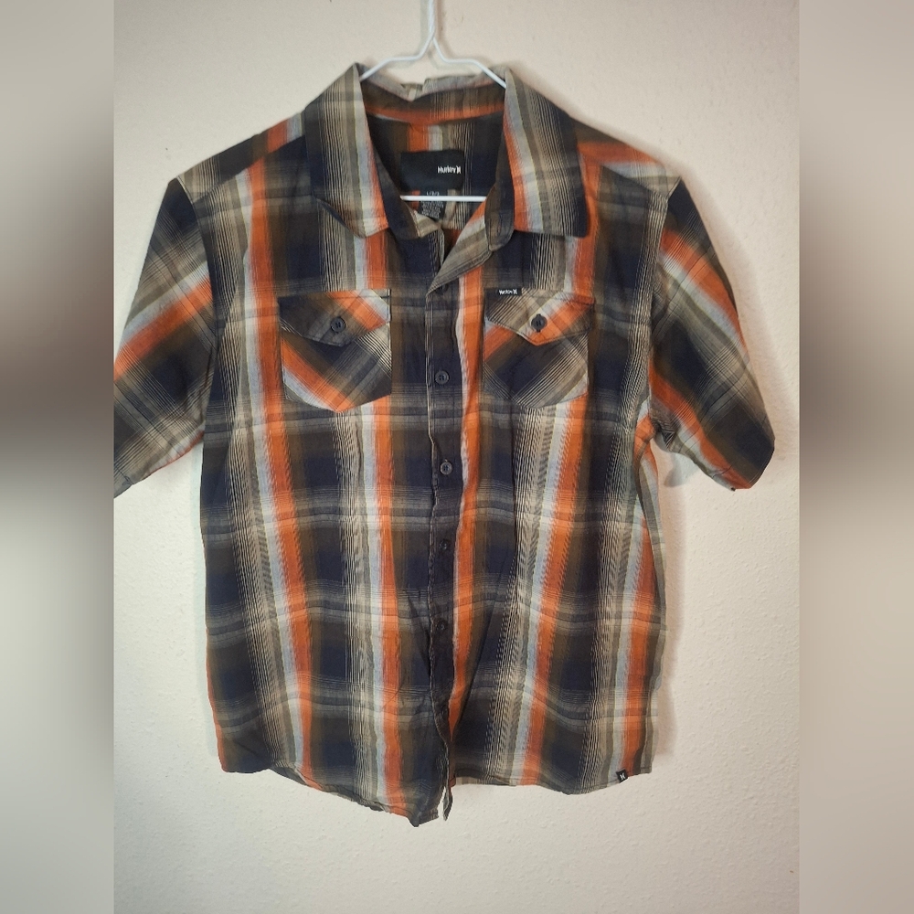 Rusty Men's Plaid Shirt - Orange and Black